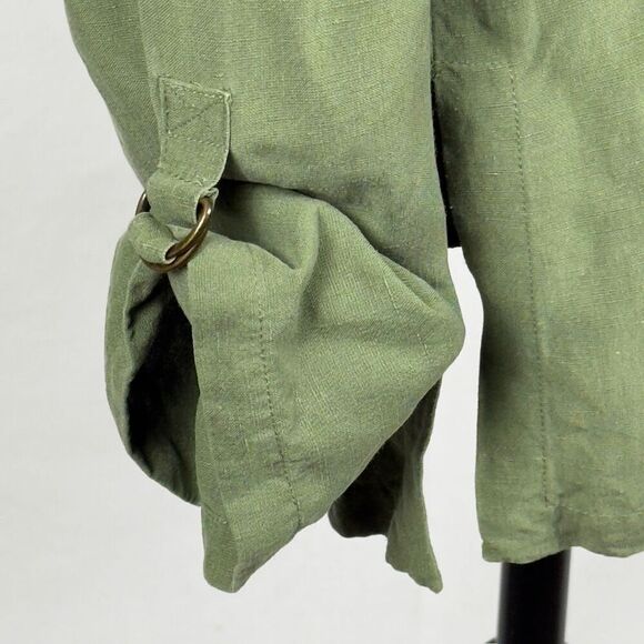 Charter Club Silk / Linen Olive Safari Button Up - Women’s 10 - Picture 6 of 8